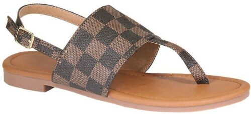 Kinzy thong strap checkered sandals