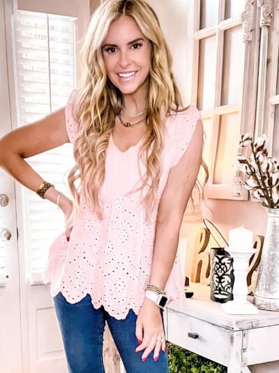 EVER SO SWEET IN PINK EYELET BLOUSE