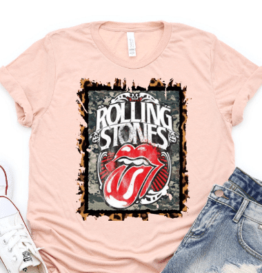 LEOPARD ROLLING STONES BAND GRAPHIC TEE