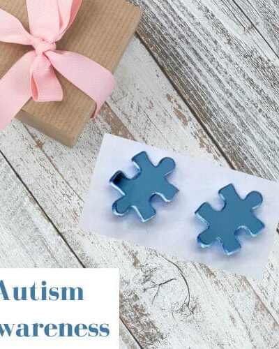 Mirror autism awareness puzzle studs