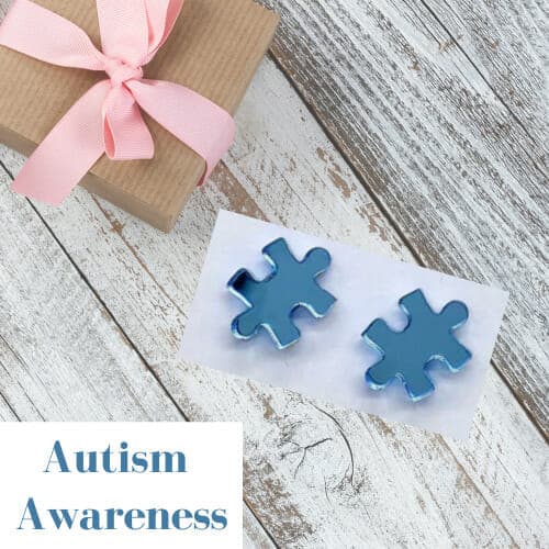 Mirror autism awareness puzzle studs
